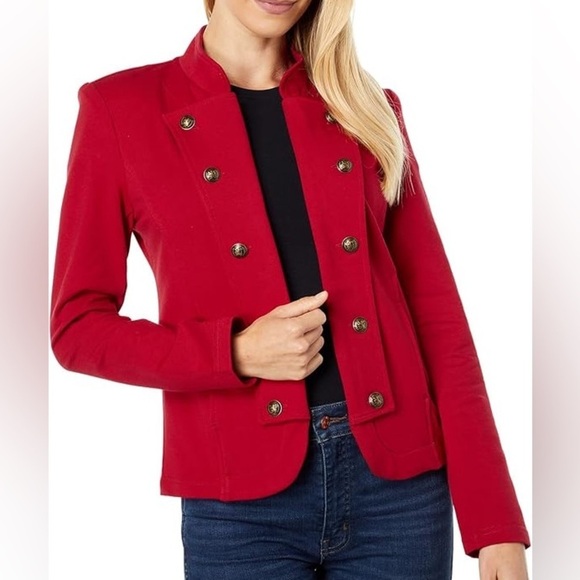 Tommy Hilfiger Women's Casual Band Jacket, Fall Fashion Open Front Blazer Red S - Picture 1 of 8